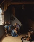 Gerrit Dou An Interior with a Woman eating Porridge (mk33) USA oil painting artist
